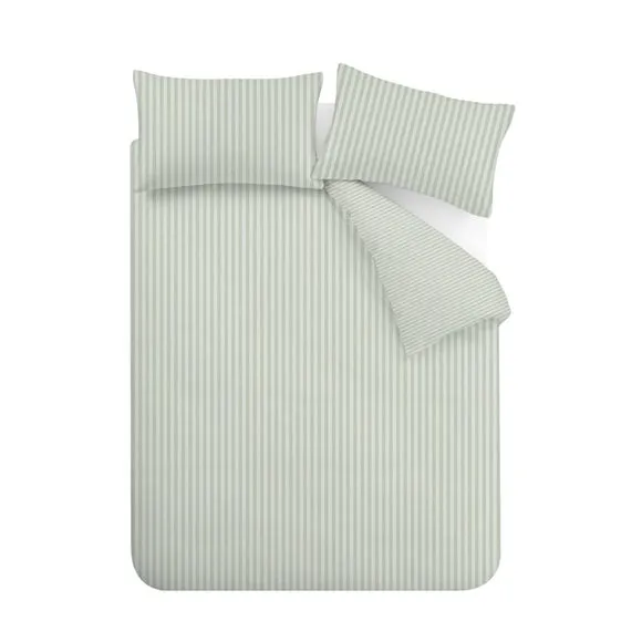 Catherine Lansfield Epping Textured Stripe Reversible Polycotton Duvet Cover & Pillowcase Set 6