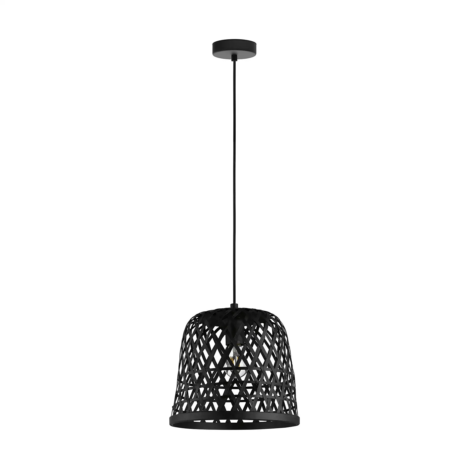 EGLO Kirkcolm Wicker Style Pendant Black