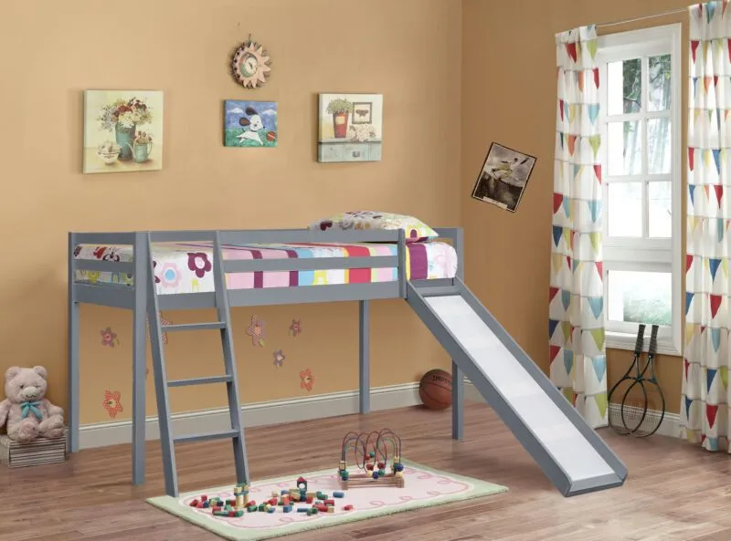 Comfy Living Ltd 3ft Wooden Mid Sleeper Various Colours With Slide in Grey