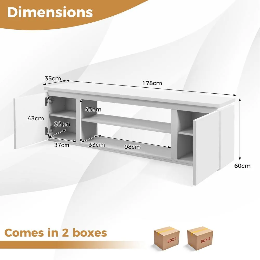 Costway TV Cabinet for TVs up to 80" 178CM Media Console Table-White in White 2
