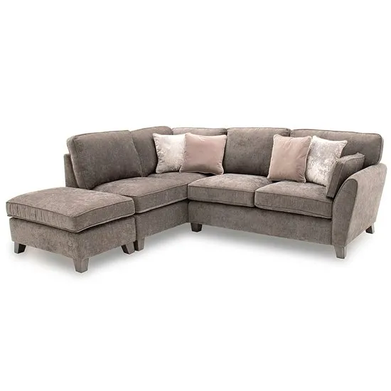Barresi Chenille Fabric Left Hand Corner Sofa In Mushroom
