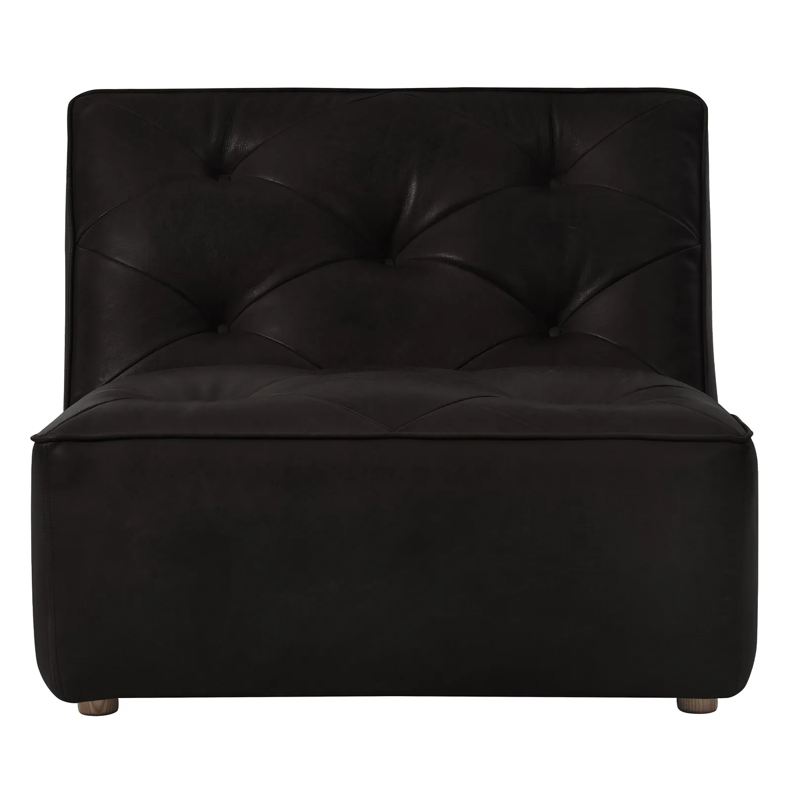 Timothy Oulton Shabby Tufted Sectional 1 Seater Modular Sofa, Black Leather | Barker & Stonehouse 2