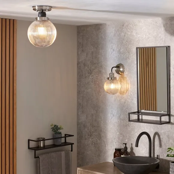 Broden Ribbed Chrome Wall Light 5
