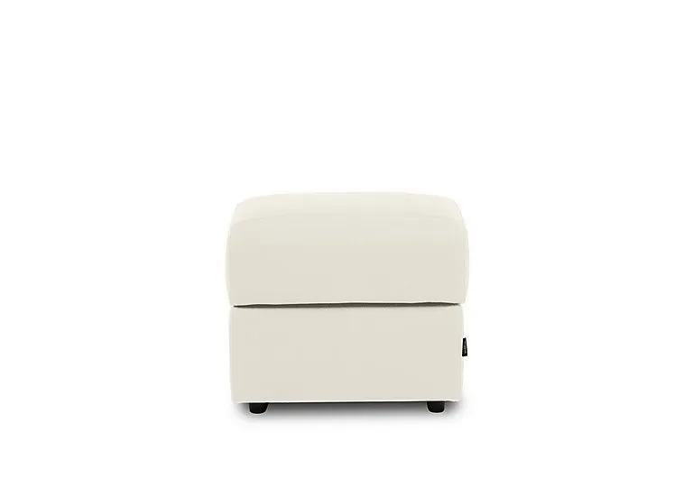 Nicole Square Leather Storage Footstool - Torello Bianco Puro