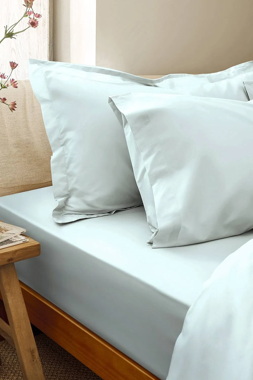 CHRISTY Pure Cotton Percale Fitted Sheets in Duck Egg Blue 1