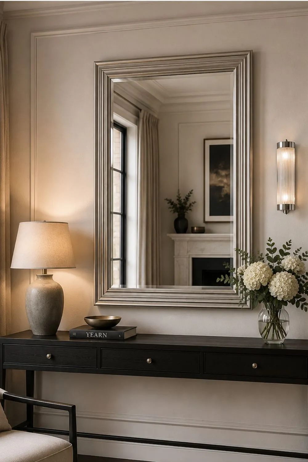 Yearn Mirrors Silvery Champagne Rectangular Mirror 100.5x72.5cm in Metallic Silver