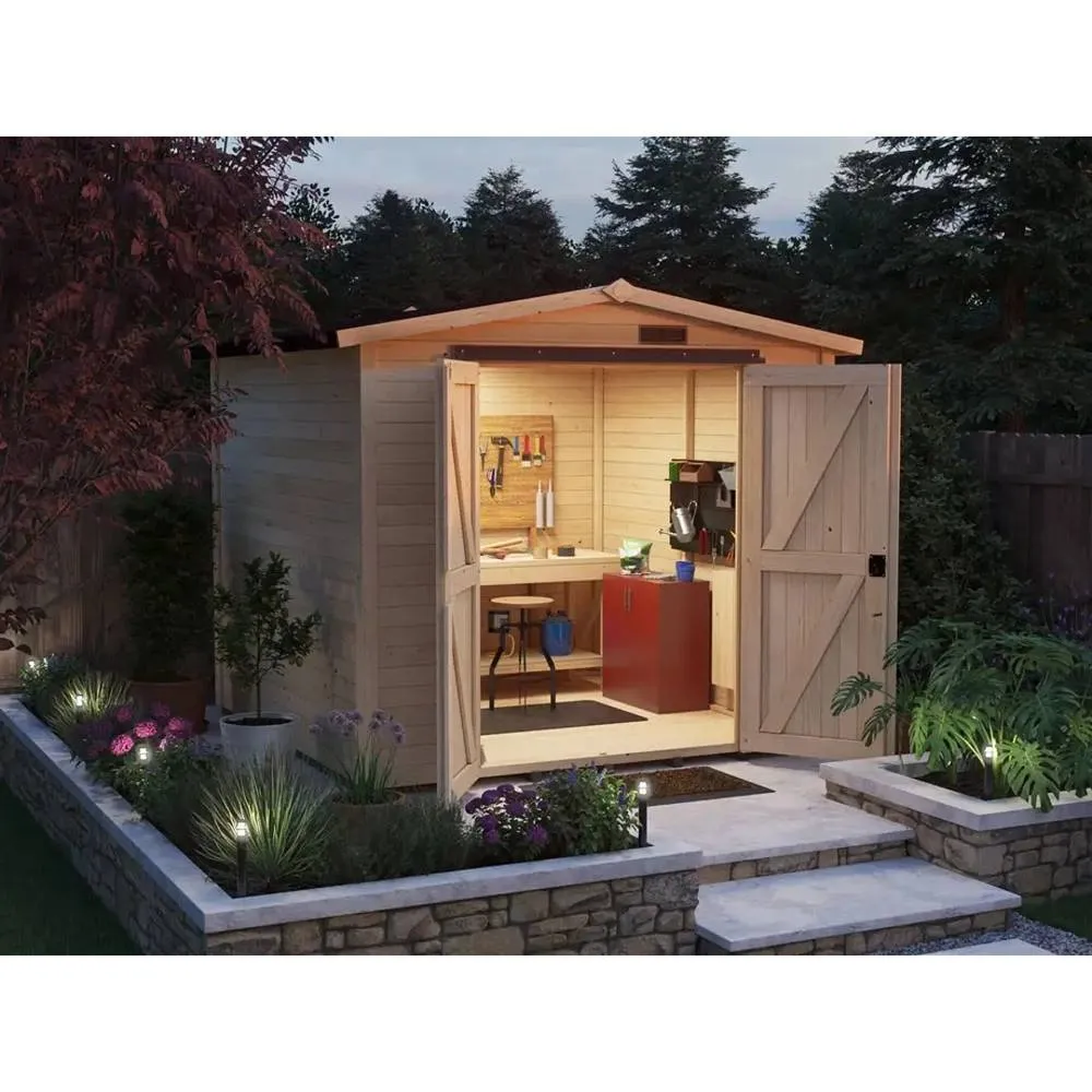 Dunster House Tubby Log Cabin Work Shed 8x8 ft (2.4x2.4m) with Superfelt Roof in Natural 3