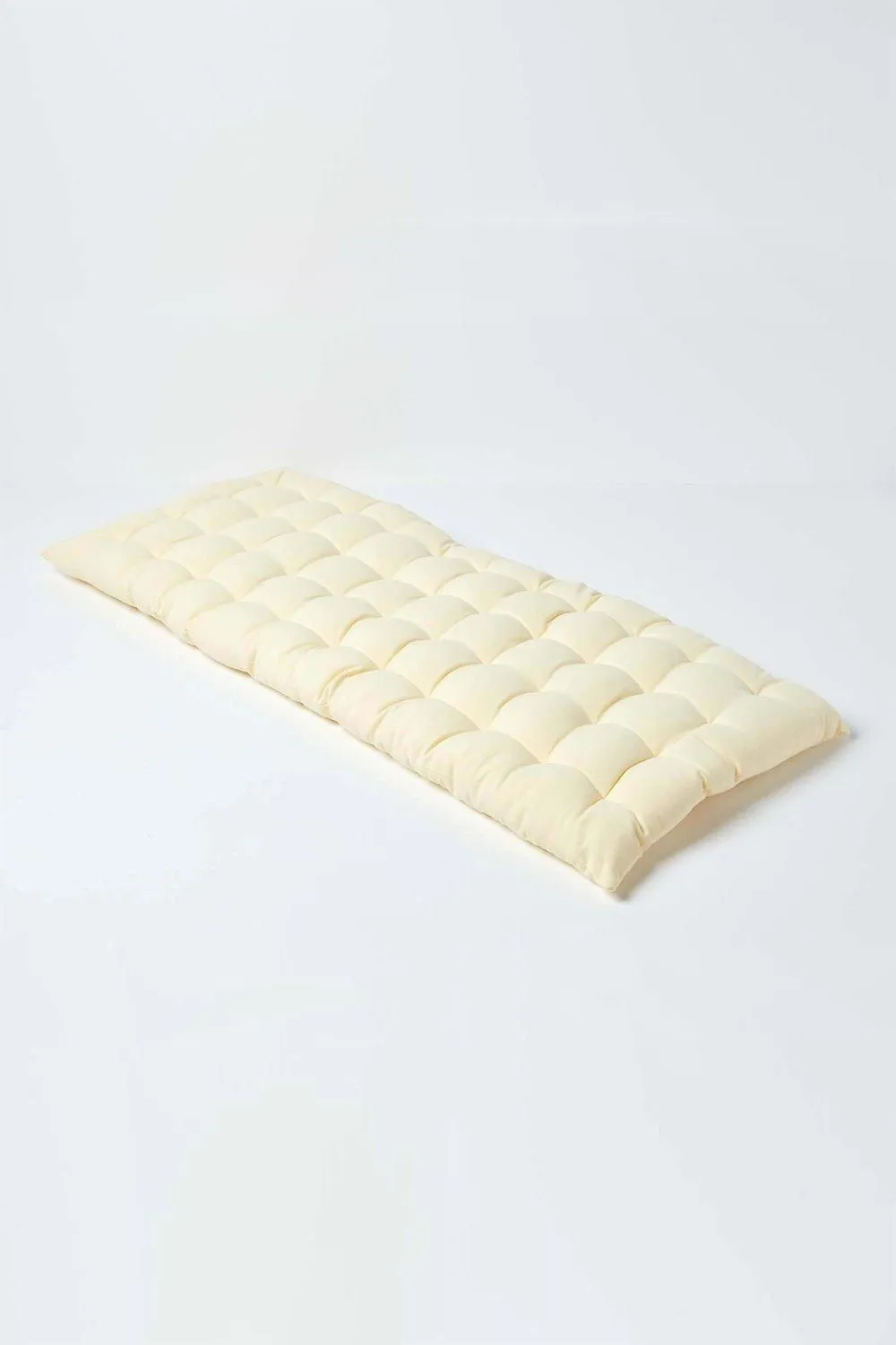 Homescapes Garden Bench Cushion Luxury 2 Seater Cotton Indoor Outdoor Pad, 108 x 42cm in Cream 1