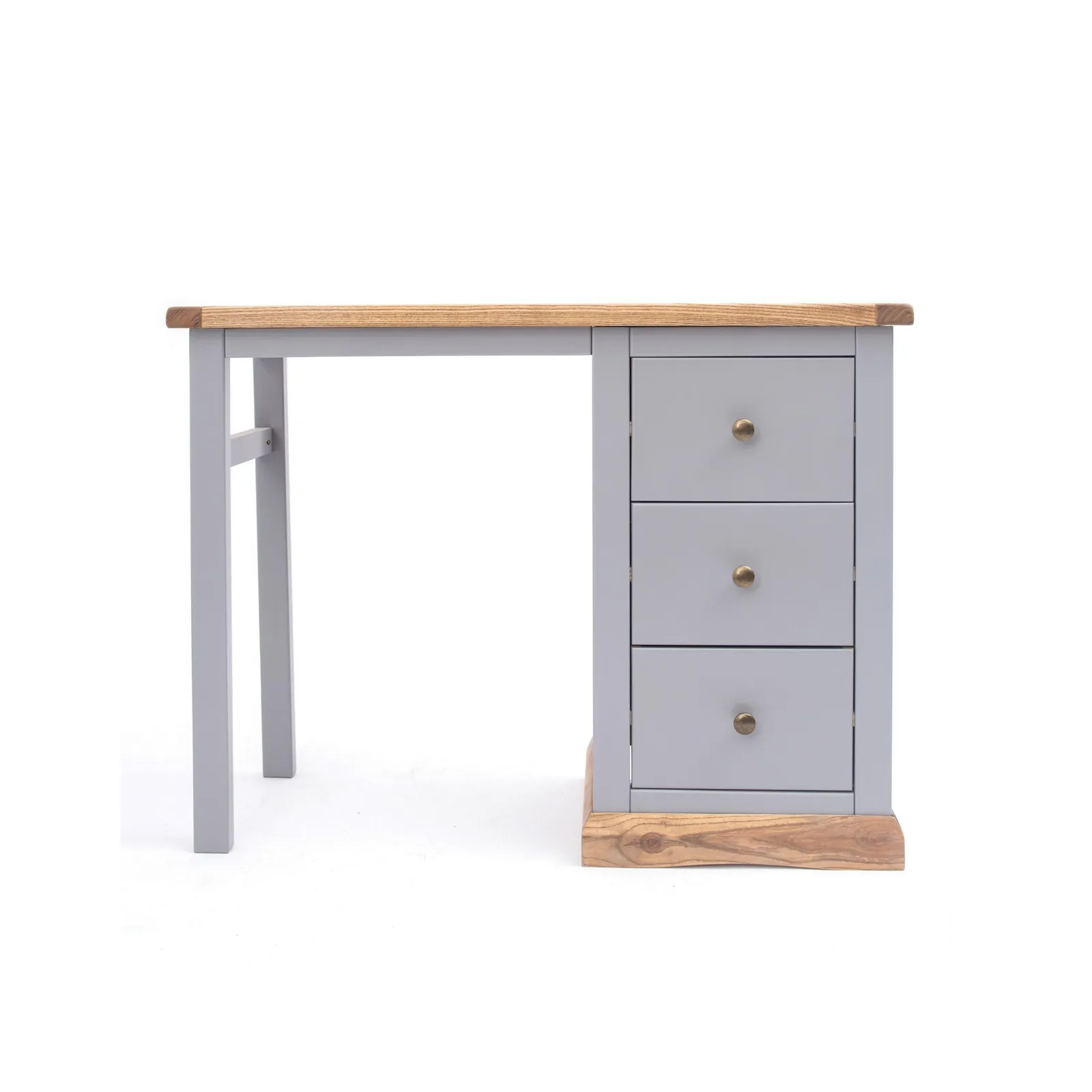 Cabinet Bits Biccari 3 Drawer Desk - Dressing Table Brass Knob in Grey