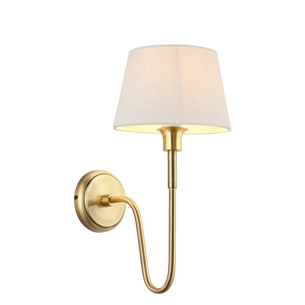 Netlighting Rouen & Cici Wall Lamp Shade Brass Plate & Ivory Linen