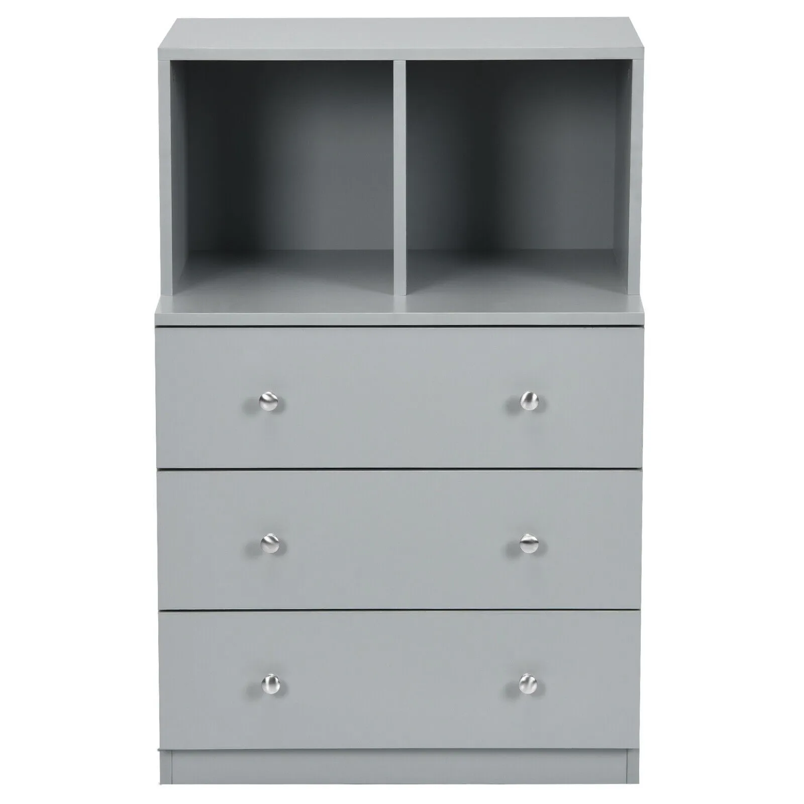 Costway 3-Drawer Chest Storage Cabinet Dresser Freestanding Organizer 2 Cubbies 3 Drawer in Grey 5
