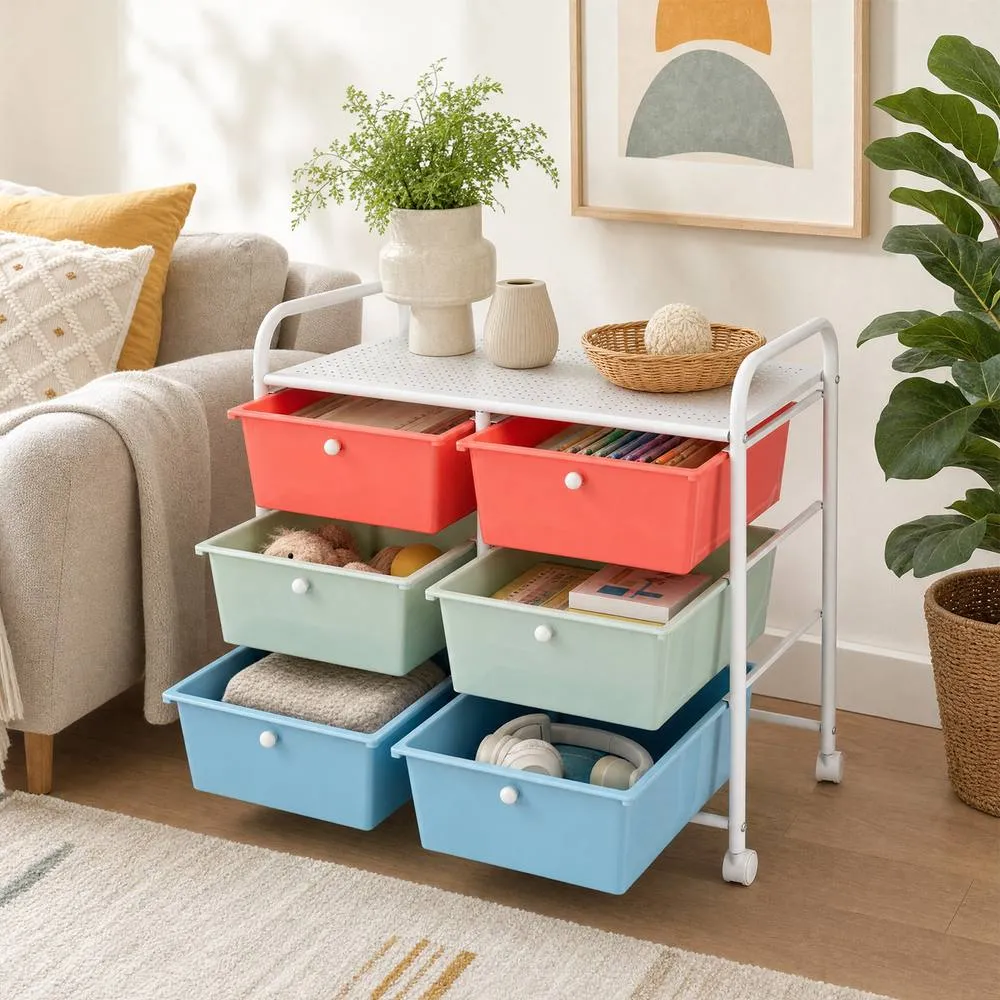 Costway 6-Drawer Rolling Cart Storage Cart w/4 Universal Wheels 5
