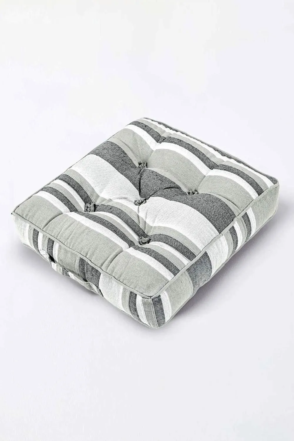 Homescapes Morocco Striped Cotton Floor Cushion in Light Grey 1