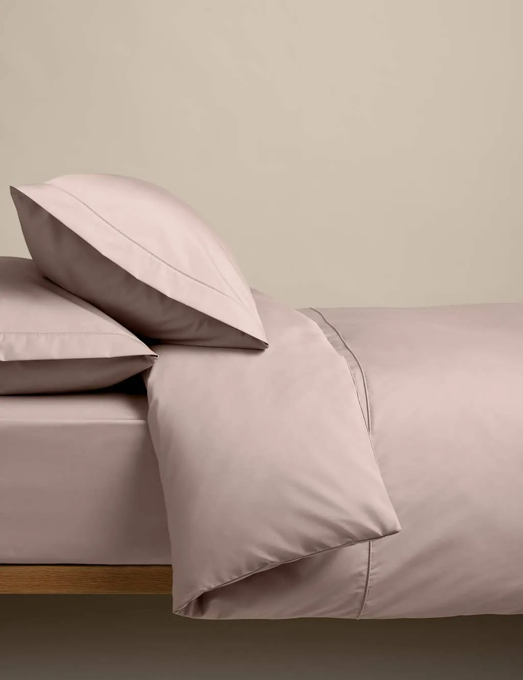 M&S Egyptian Cotton 230 Thread Count Crisp Bedding Set Blush Pink