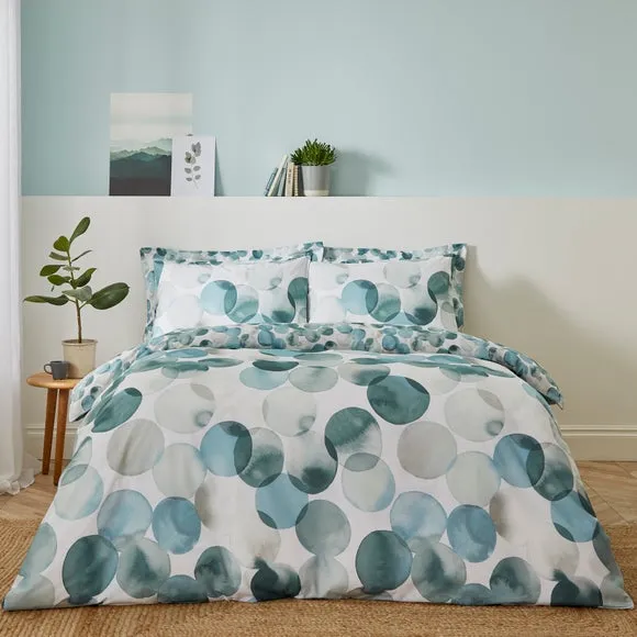 Watercolour Circles Teal Oxford Pillowcase 5