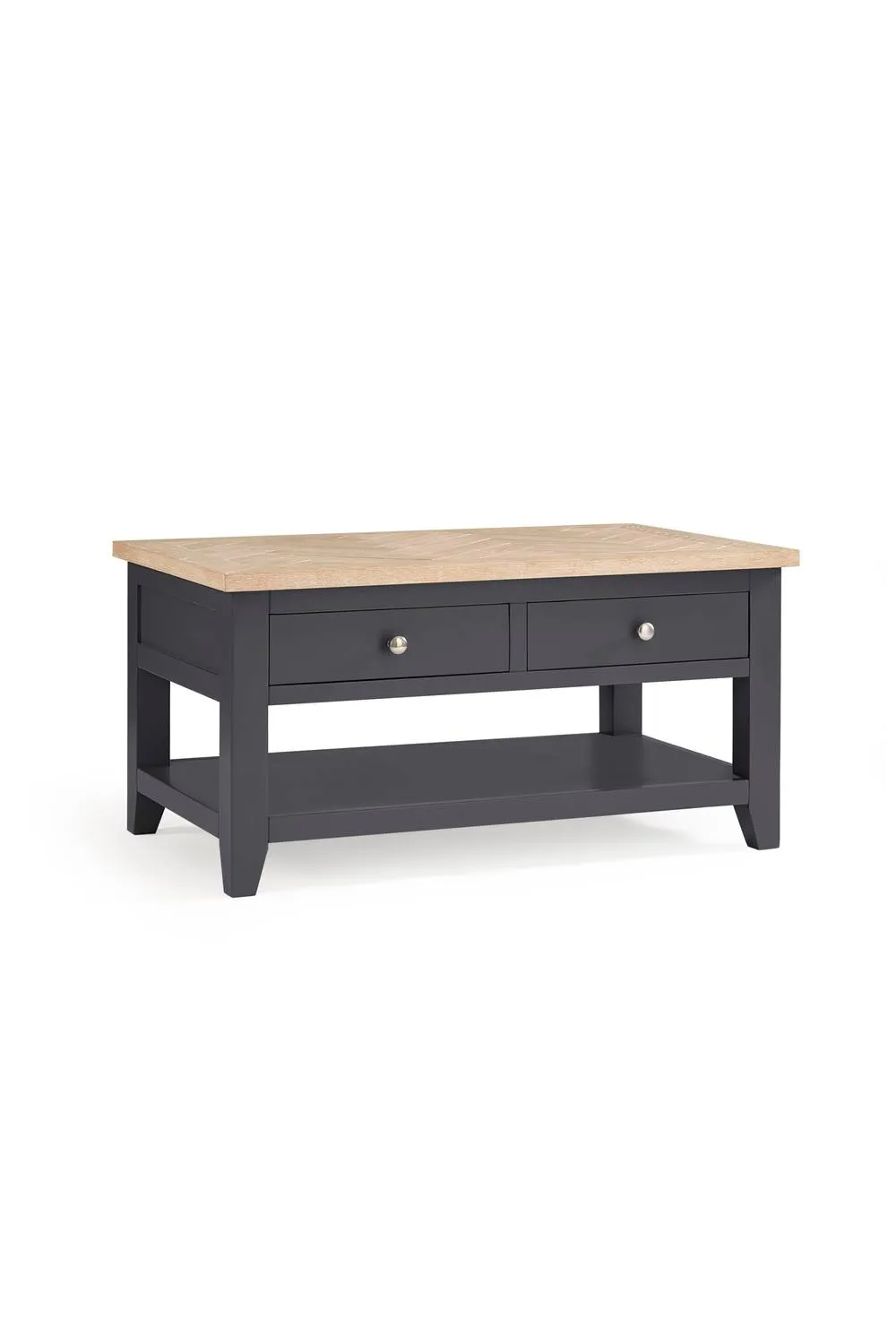 Julian Bowen Bordeaux Rectangular 2 Drawer Coffee Table with Shelf in Dark Grey 3