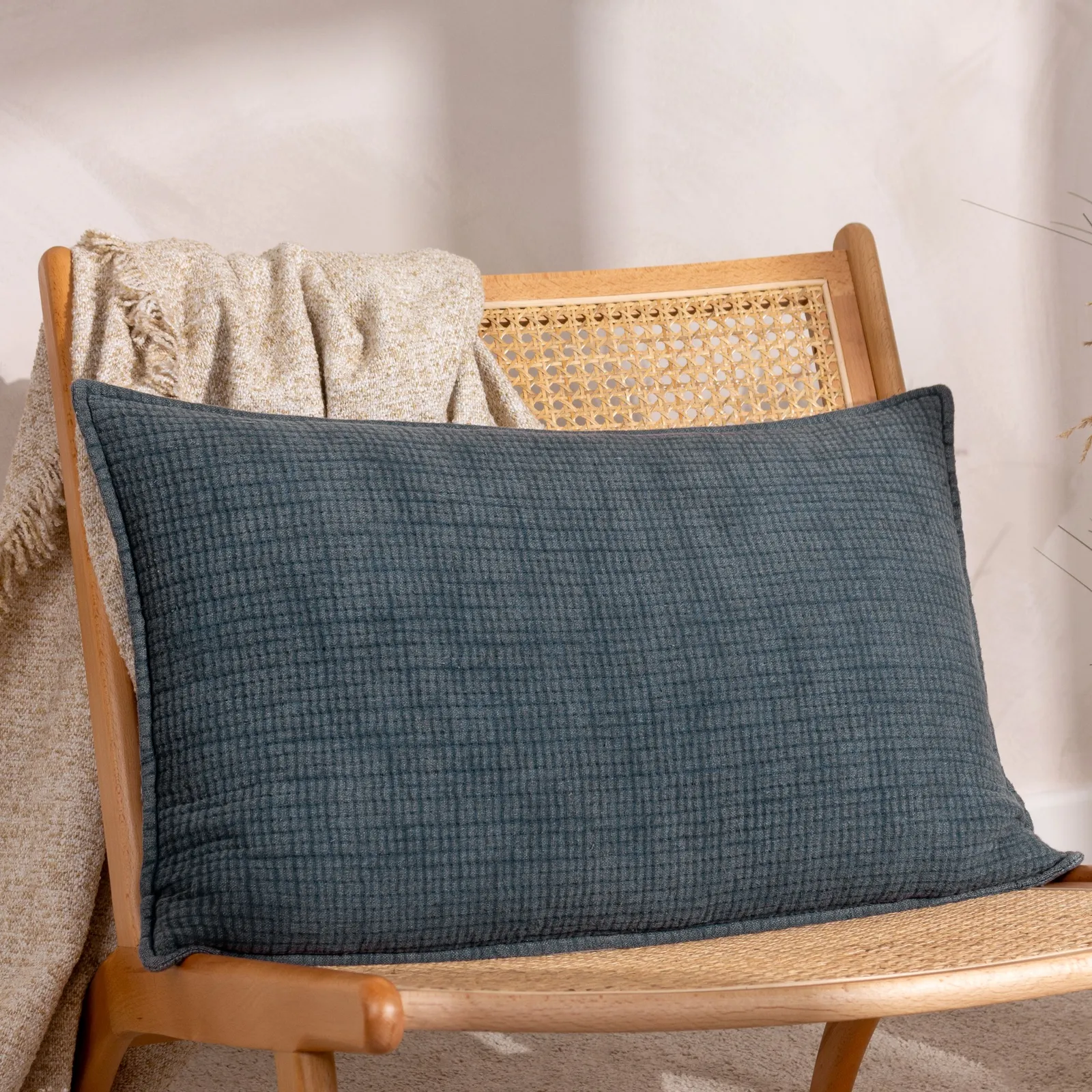 Yard Ribble 100% Cotton Acid Wash Cushion in Blue 1