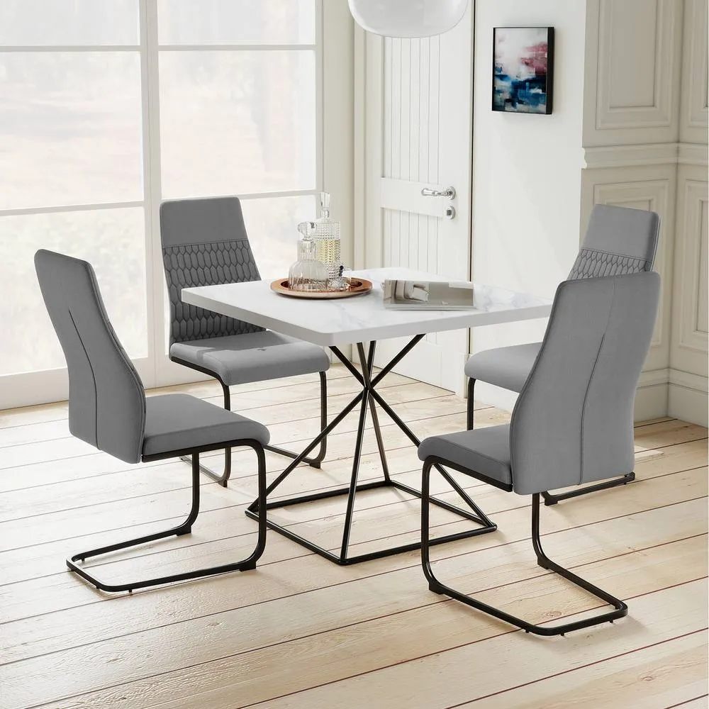 Costway Modern Dining Chair Set of 4 Armless Kitchen Chair-Grey in Grey