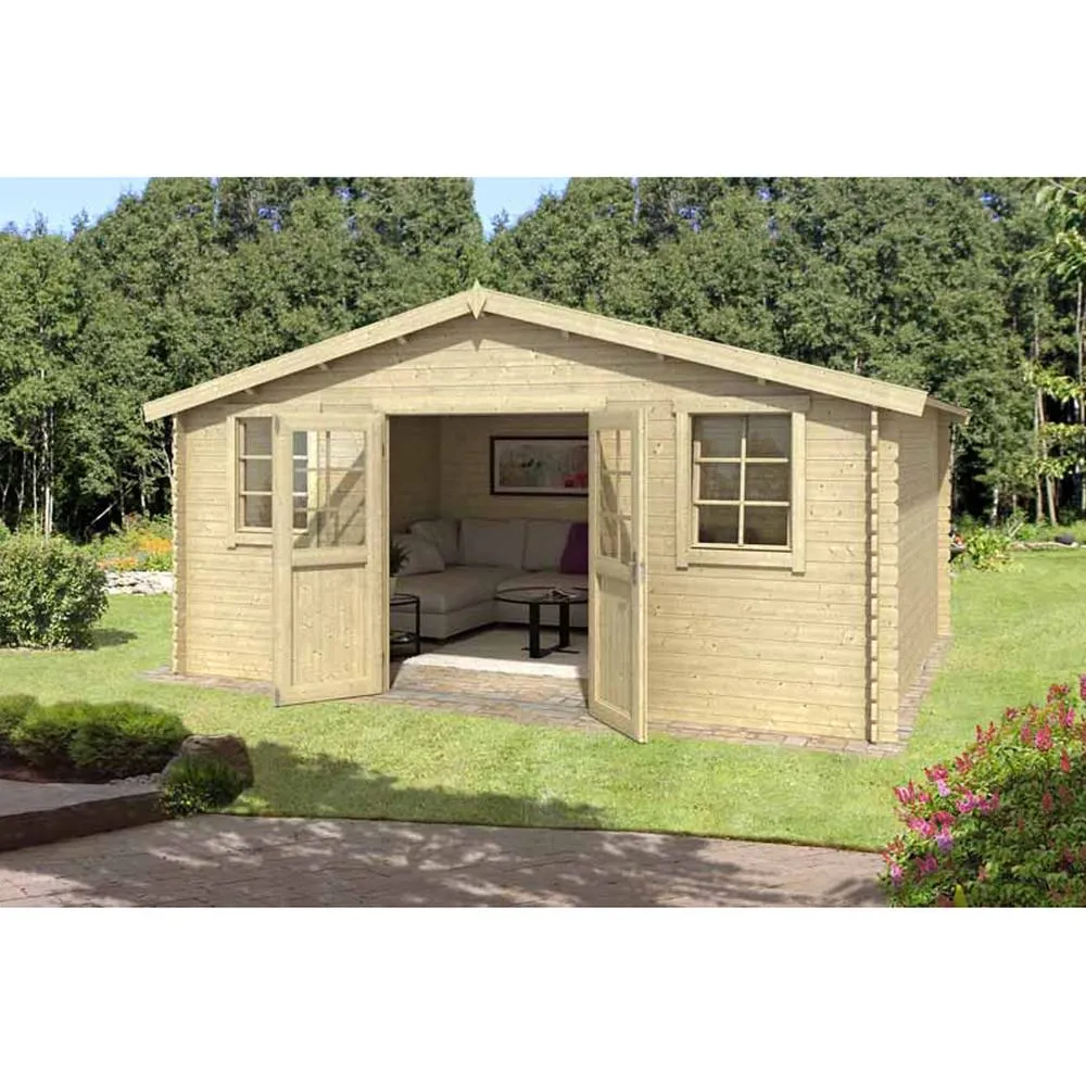 Lasita Maja Ltd Udo 380-Log Cabin, Garden Room, Home Office - L522.4xW400xH256.5 cm in Light Tan