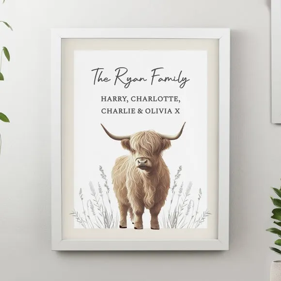 Personalised Highland Cow Poster Frame 2