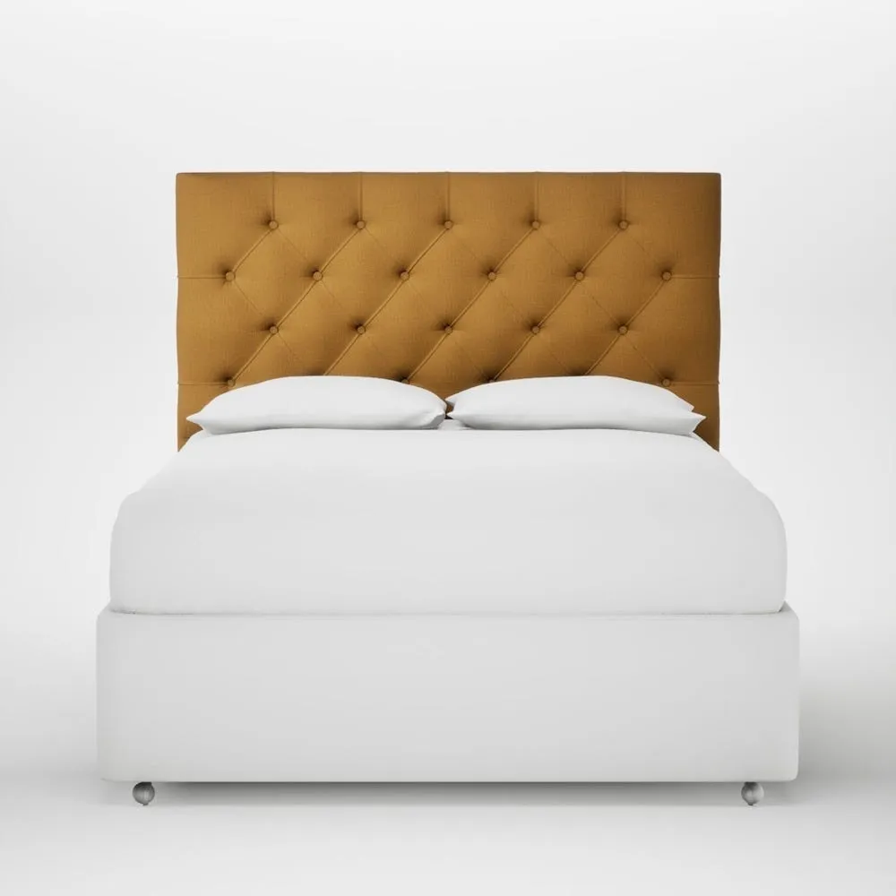 Heal's Balmoral Headboard Lift Storage King Smart Cotton Linen Sahara