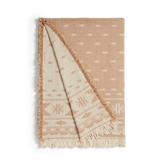 Matelasse Ikat Cotton Throw Blanket 3