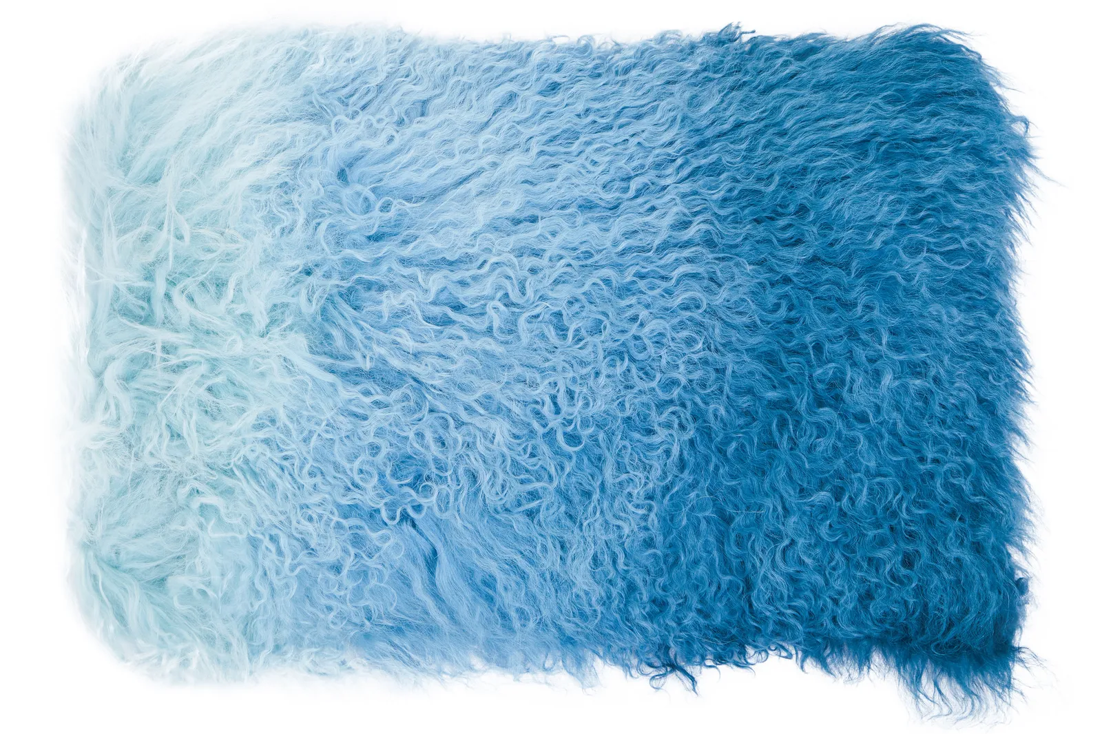 Orsina Bosie Mongolian Fur Blue Ombre Rectangular Cushion