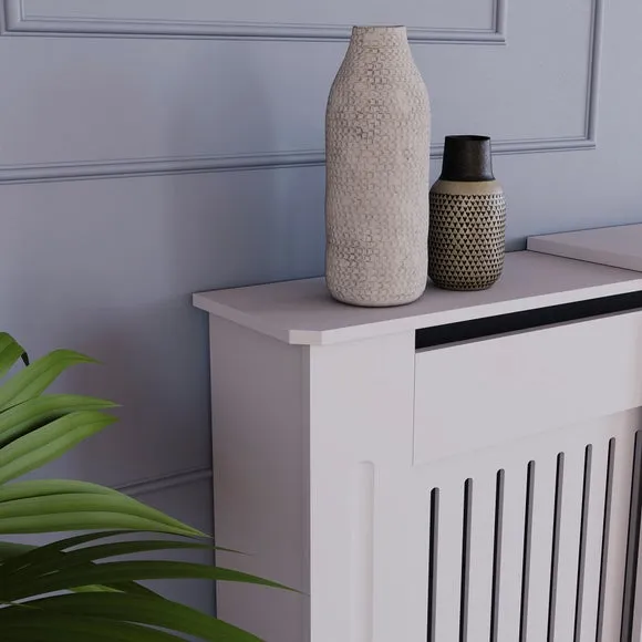 Return - Vida Designs Chelsea Adjustable Radiator Cover, White 3