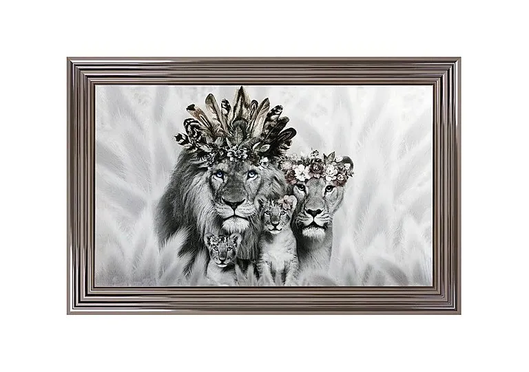 Lion Family 2 Framed Square Wall Art