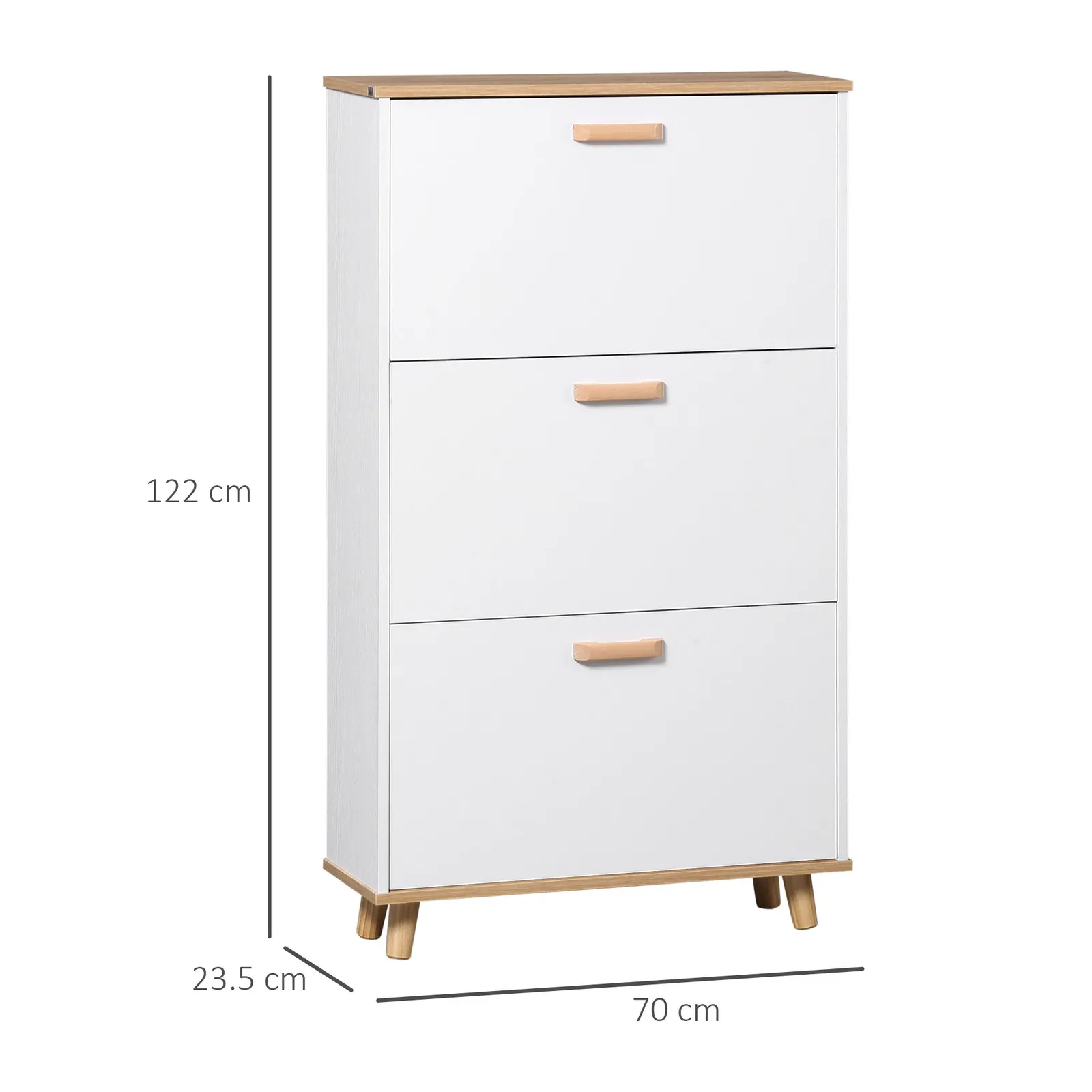 HOMCOM Slim Shoe Storage Cabinet with 3 Drawers & Adjustable Shelves for Hallway in White 3