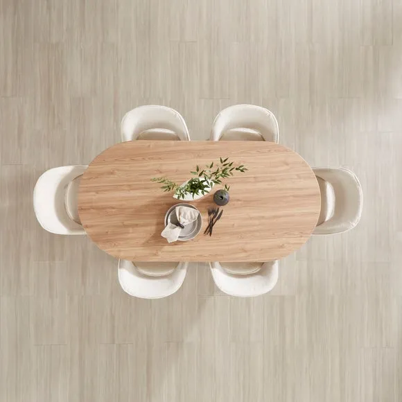 Effy 6 Seater Oval Dining Table, Natural Wood Effect 2