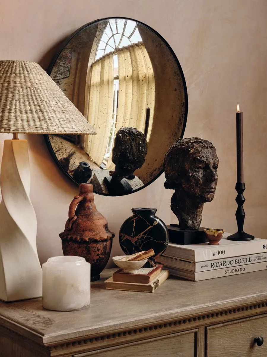 Convex Bronze Edge Wall Mirror, Medium By Sean Phelan