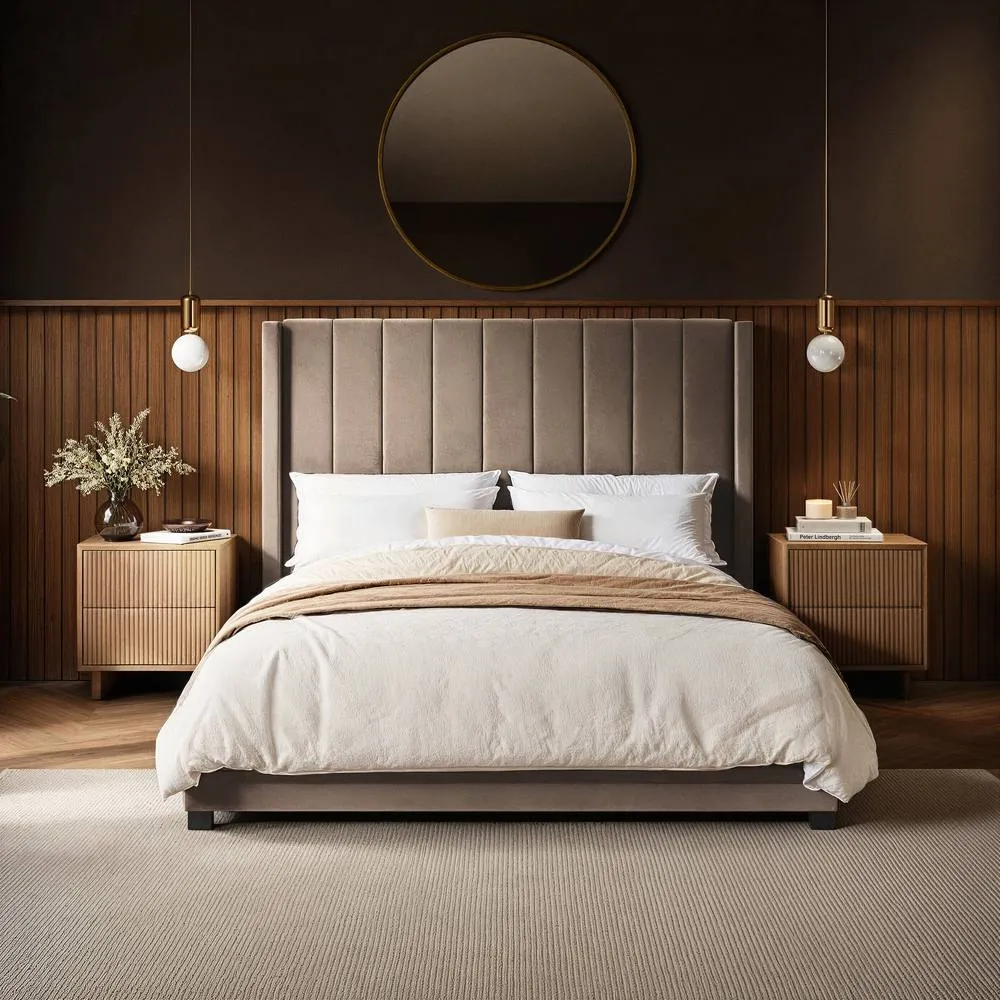 Flair Tiggy Ottoman Bed with Winged Headboard Beige Velvet 3