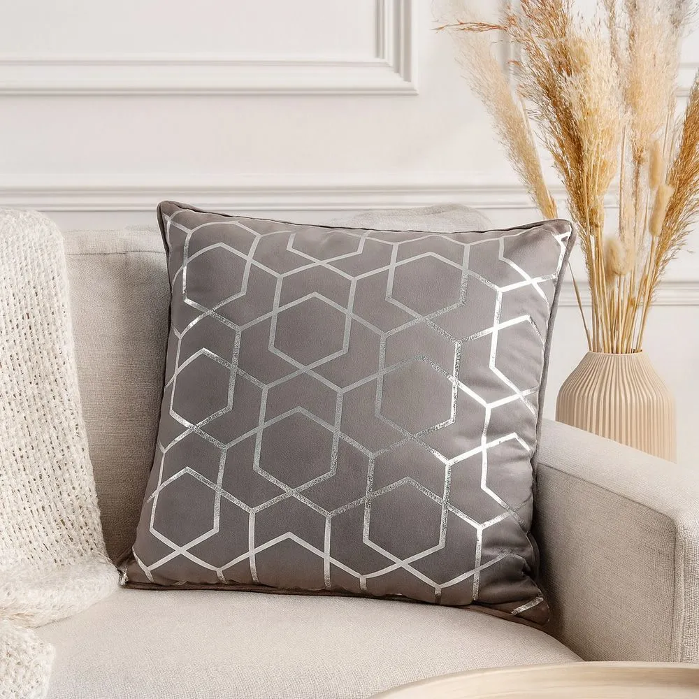 Voltico Foil Printed Filled Cushion 43 × 43 cm - Charcoal or Pink