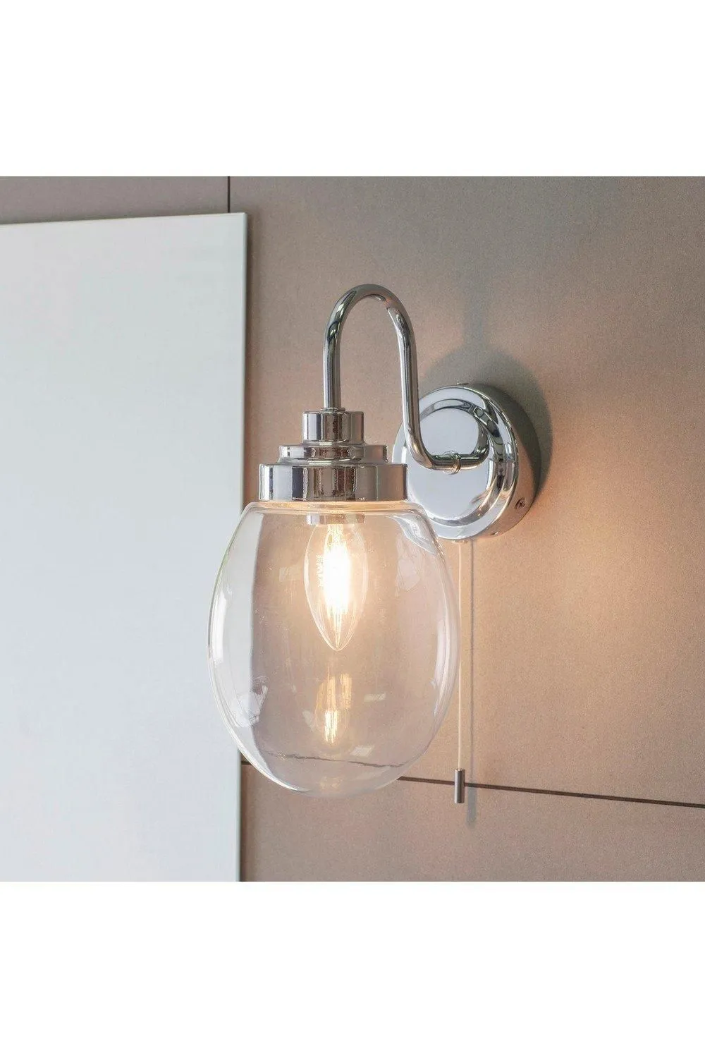 Netlighting Hampton LED 1 Light Bathroom Wall Glass Chrome Plate IP44 LED E14 in Grey 2