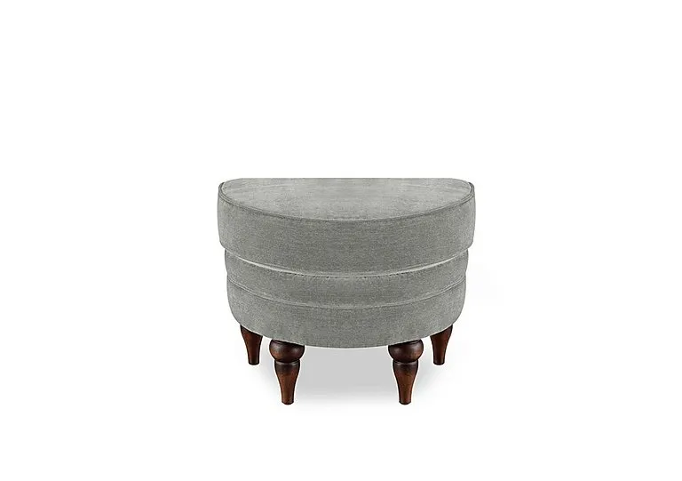 Harriet Fabric Half Moon Footstool - Doves Tale with Walnut Feet