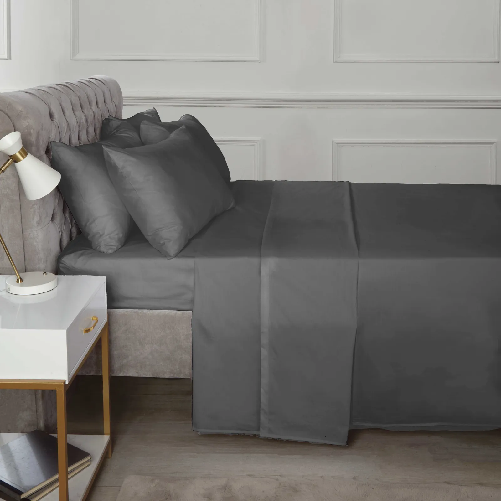 Rapport Home SND Percale Flat Double Charcoal, Grey