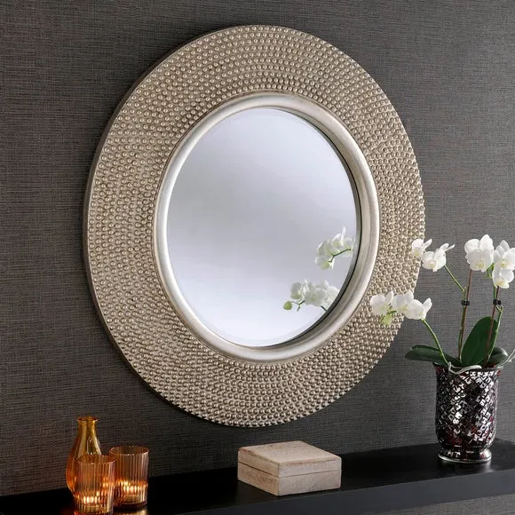 Yearn Round Beaded Wall Mirror