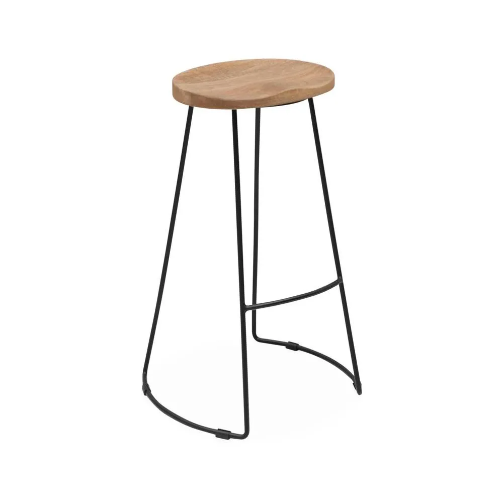 sweeek Pair of industrial metal & wooden bar stools in Beige 6