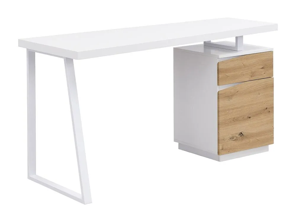 Vente-unique 1 Drawer & 1 Door Desk - MDF & Steel - Colours: Natural & White in Light Oak 4