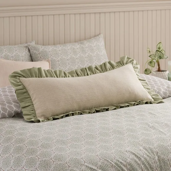 Isabelle Striped Ruffle Cotton Rectangle Cushion
