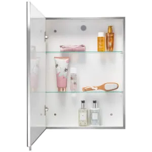 Croydex Finchley Single Door Silver Bathroom Cabinet - 670 x 400mm