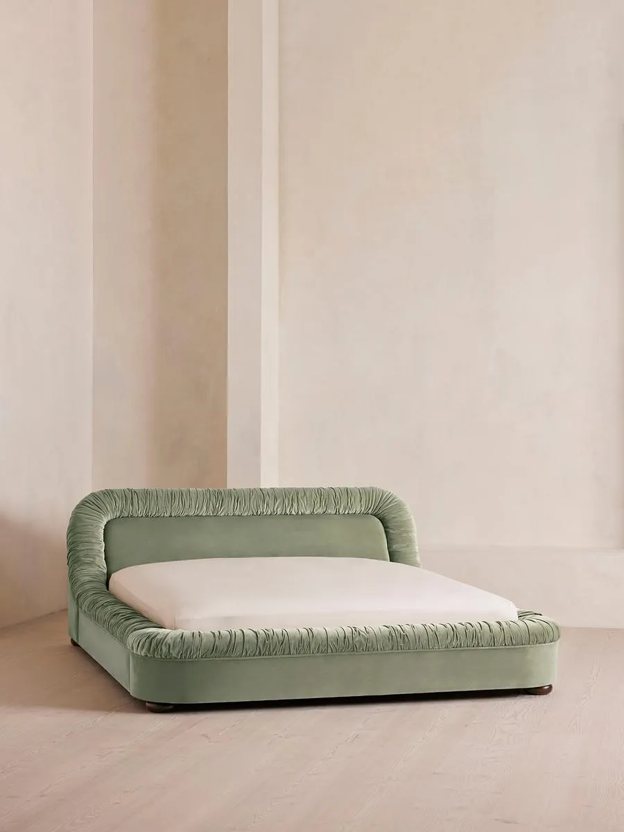 Vara Bed, Super King, Velvet, Seafoam