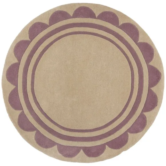 Lois Scallop Border Wool Circle Rug 5