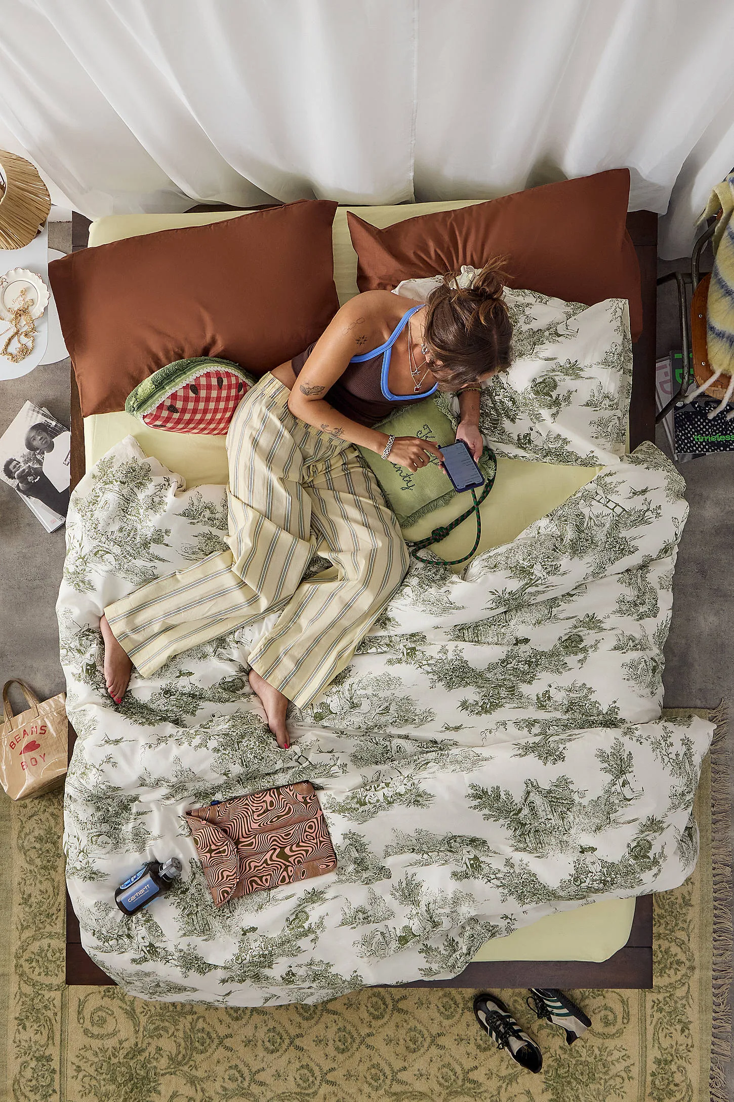 Froggy Toile Duvet Set - Green 3