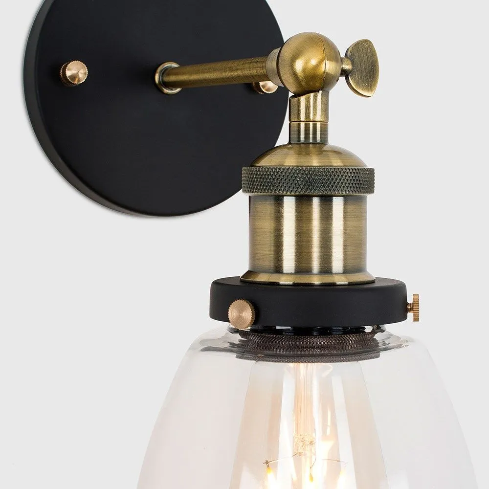 ValueLights Ambrose Industrial Pair of Gold Indoor Wall Lantern 4