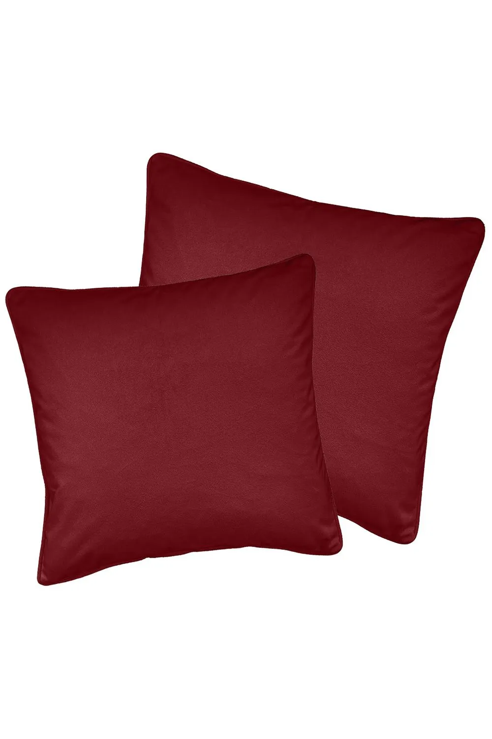 Enhanced Living Pair of Soft Velvet Double Sided Zip Opening Piped Edge Cushion Covers - Cases Only in Red