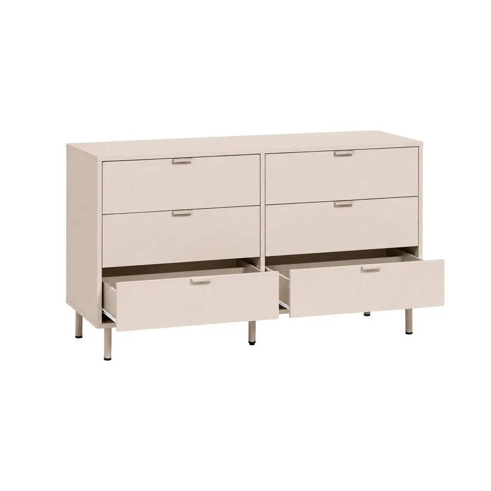 sweeek Chest of 6 drawers wood decor & metal in Beige 4