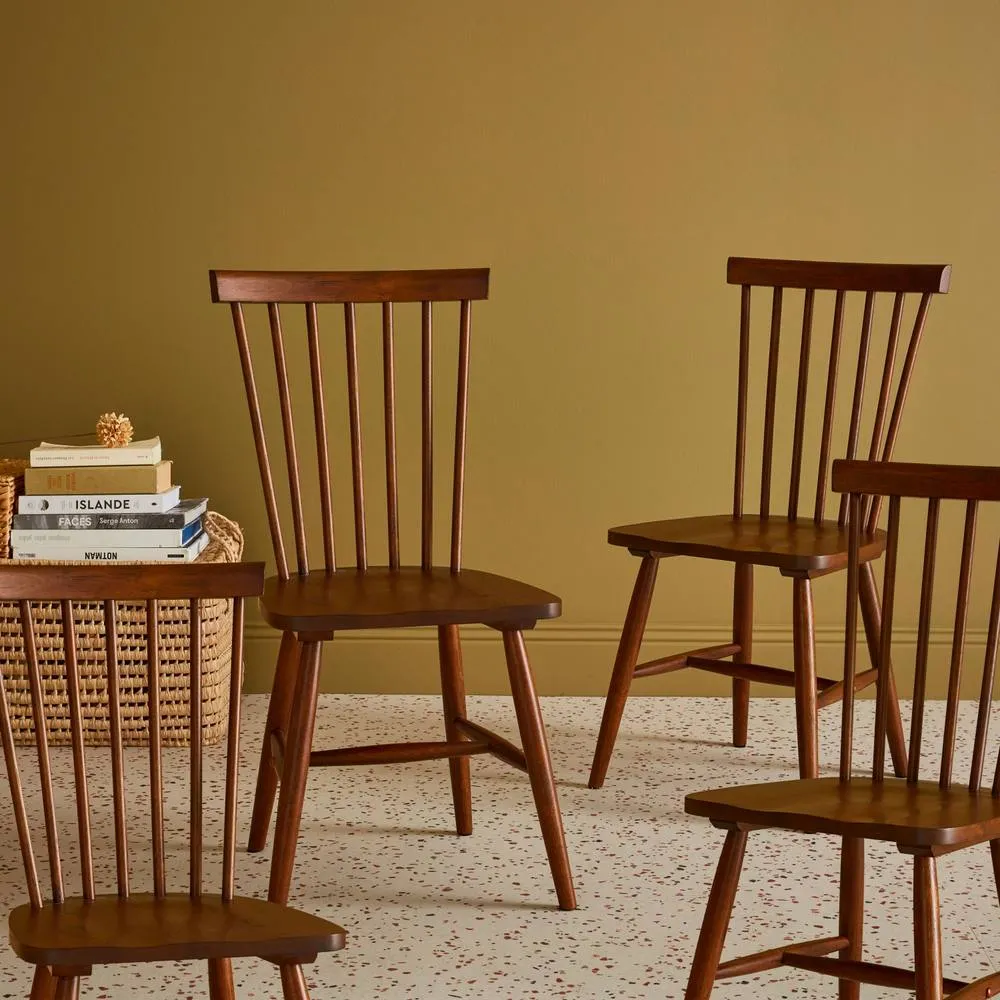 sweeek Set Of 4 Hevea Wooden Chairs in Dark Brown