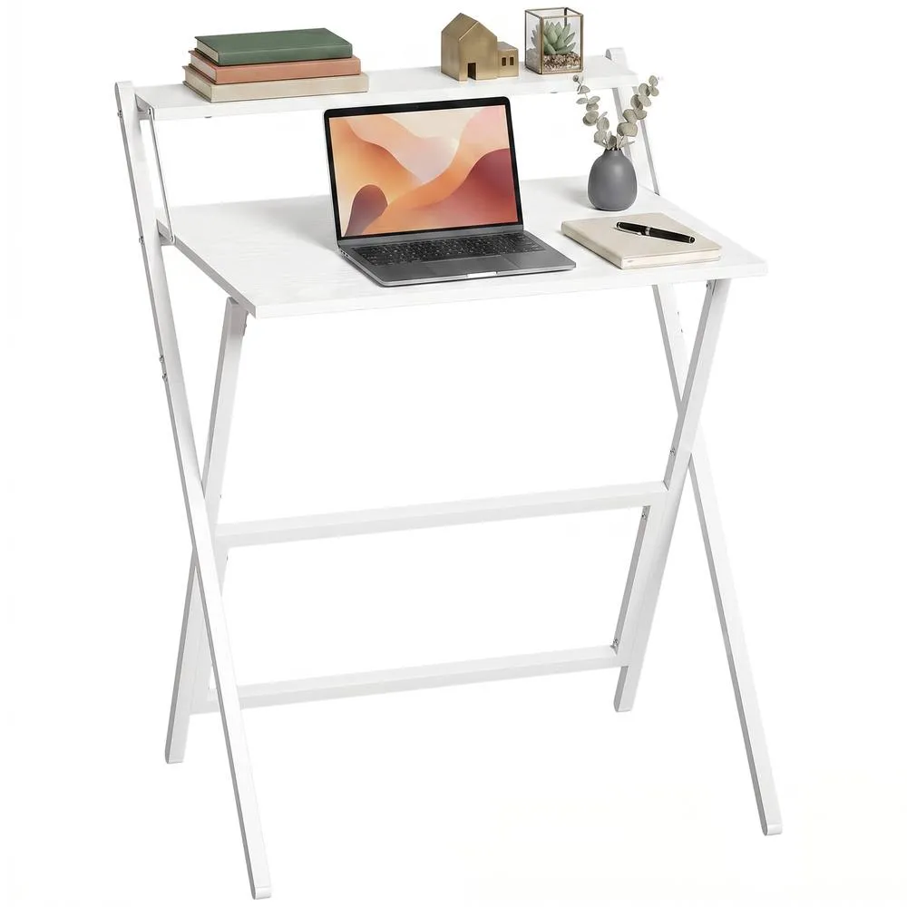 HOMCOM 70 cm Folding Computer Desk for Small Spaces Bedroom, White 2